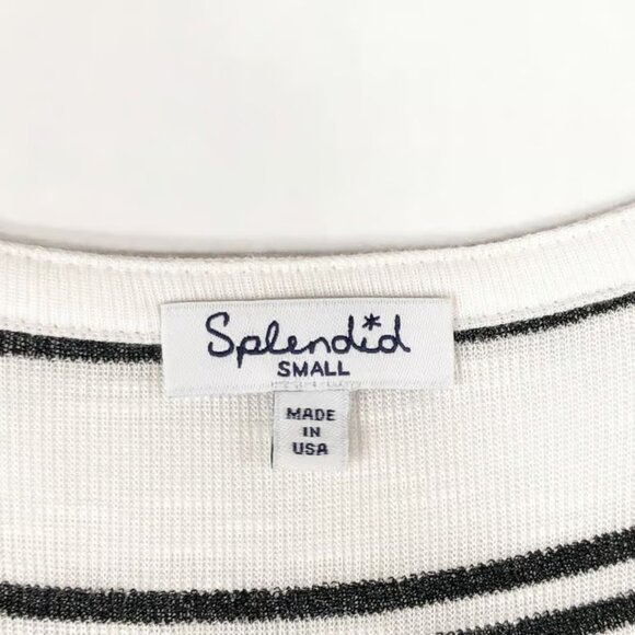 Splendid Small Top Striped Black White Scoop Neck Long Sleeve Knit Popover - Picture 3 of 3